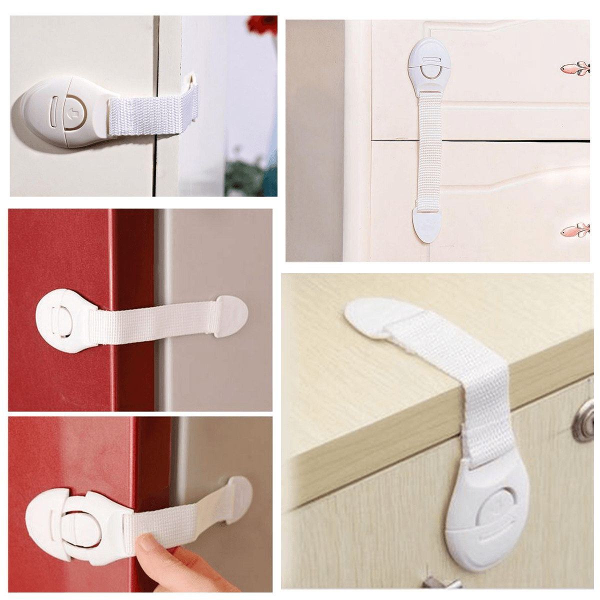 10Pcs Baby Cute Safety Lock Cabinet Drawer Fridge Furniture Safe Door Lock for Child Infant Kids