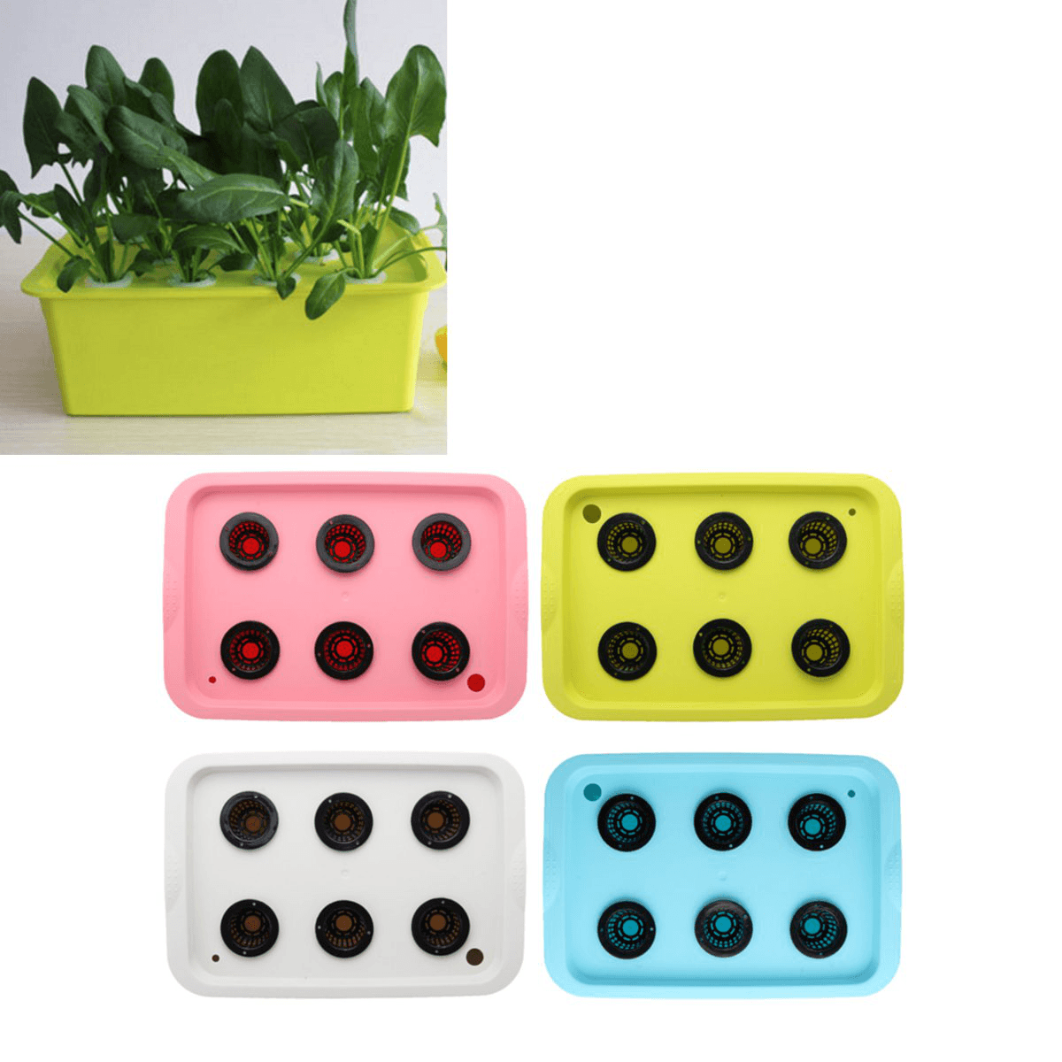 220V 6 Holes Hydroponic System Kit Soilless Cultivation Indoor Water for Home Planting Grow Box