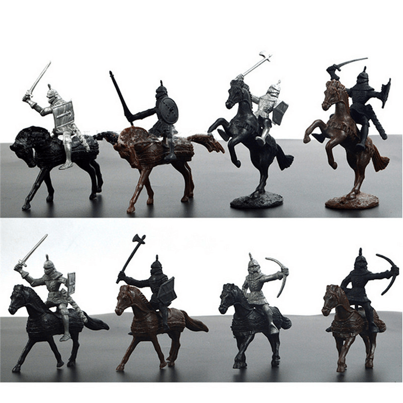 28PCS Soldier Knight Horse Figures & Accessories Diecast Model for Kids Christmas Gift Toys