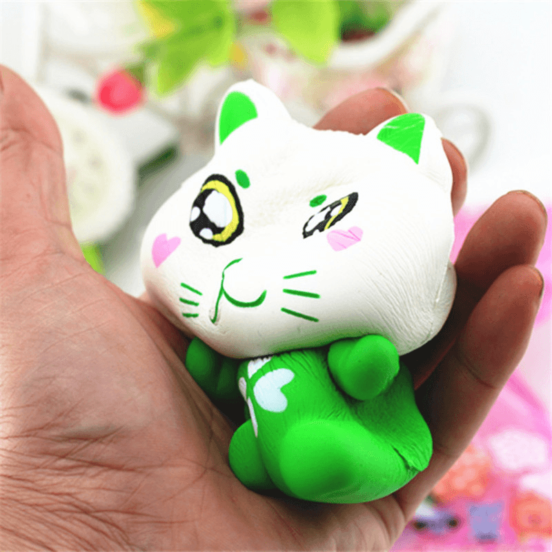 11.5Cm PU Corful Green Cat Slow Rising Squishy Decompression Toys with Original Packaging