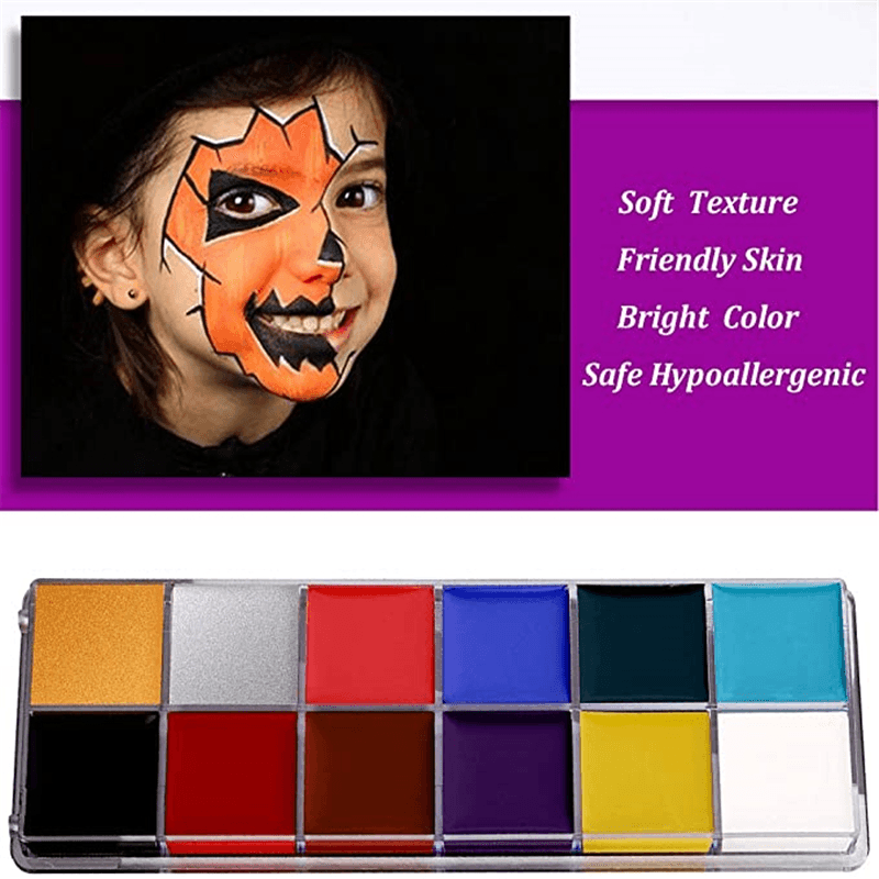 12 Colors Face Body Paint Oil Face Painting Kits Professional Painting Halloween Party Fancy Make up for Adults and Kids