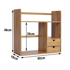 Bamboo Small Bookshelf Wooden Bookcase Desktop Storage Racks Decoration Display Shelves with Drawers Home Office Furniture