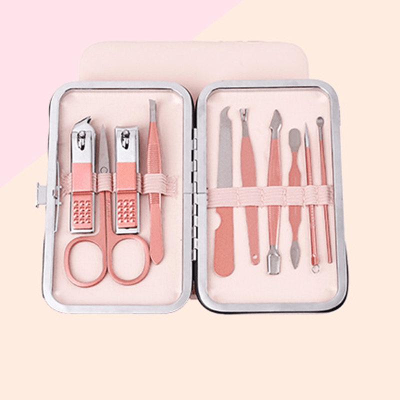 Professional Stainless Steel Manicure Tools Pink Olecranon Nail Scissors Nail Clipper Tool Set