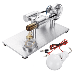 Metal Stirling Engine Model External Combustion with Light Bulb Developmental Toy