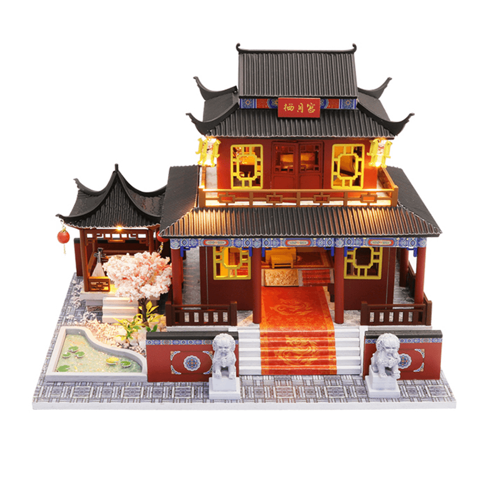 Hongda M909Z DIY Cabin Sansheng III Handmontiertes Puppenhaus-Modellspielzeug