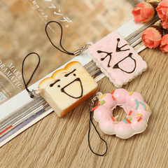 13PCS Simulated Bread Phone Pendant Phone Strap Cute Decoration