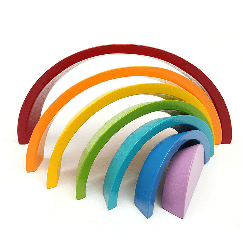 7 Colors Wooden Stacking Rainbow Shape Children Kids Educational Play Toy Set