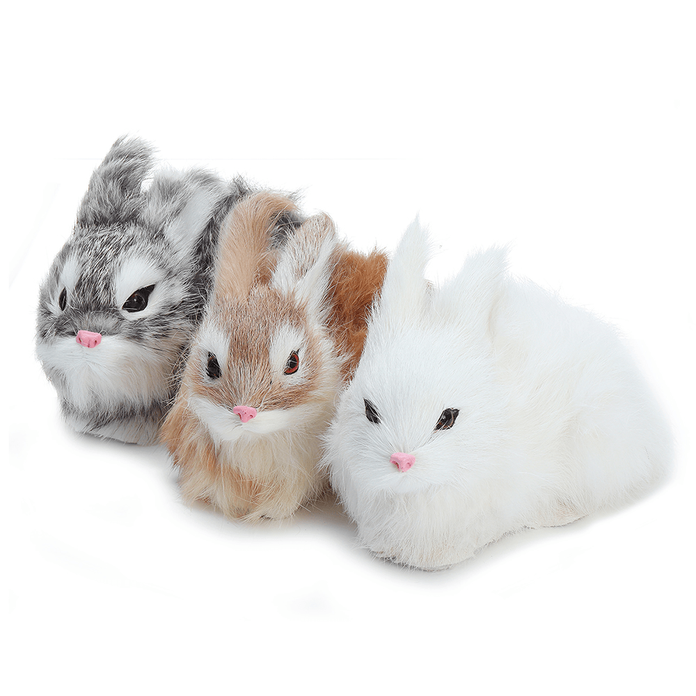 Lifelike Rabbit Crouching Animals Models Handmade Realistic Dolls Stuffed Plush Toy