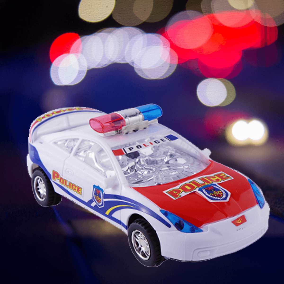 Children'S Electric Alloy Simulation Po Lice Car Diecast Model Toy with LED Light and Music