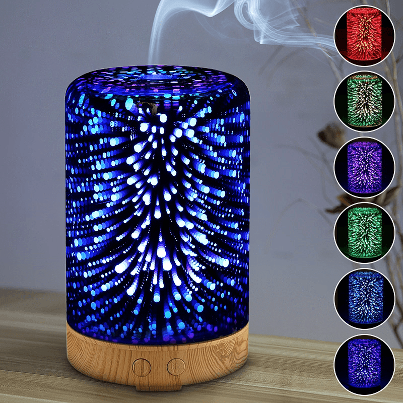 3D Glass Light Essential Oil Aroma Diffuser Ultrasonic Humidifier Aromatherapy