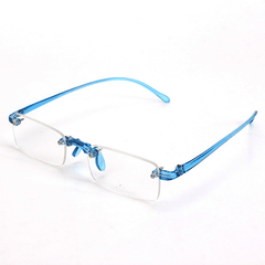 Blue Rimless Light Presbyopic Reading Glasses Fatigue Relieve Strength 1.0 1.5 2.0 2.5 3.0