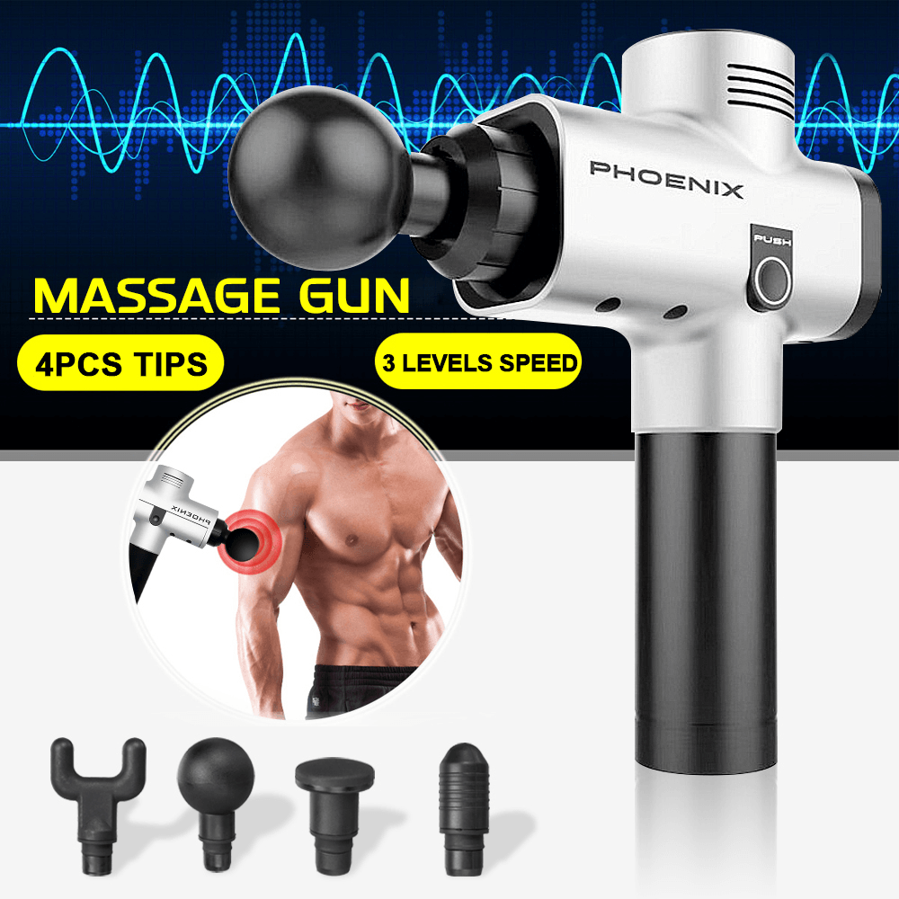 2600Mah Muscle Relief Percussion Massager Deep Massage Professional Electric Massager Quiet W/ 4 Heads