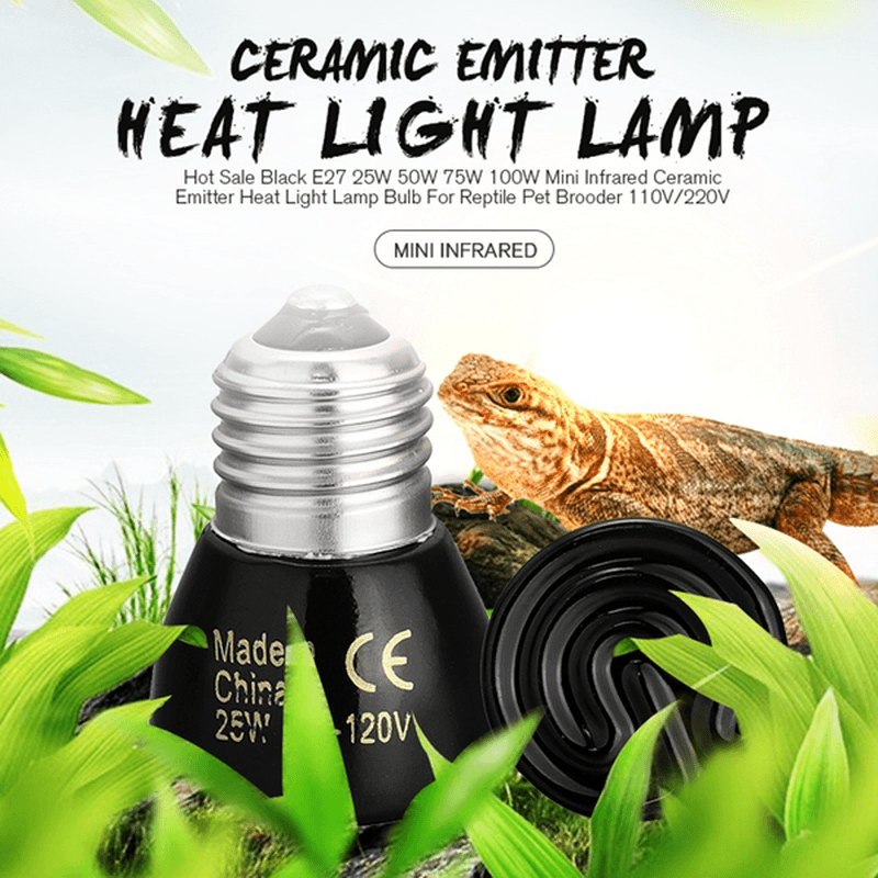 25W/50W/75W/100W Pet Reptile Far Infrared Ceramic Emitter Heat Lamp Bulb for Reptile Pet Brooder