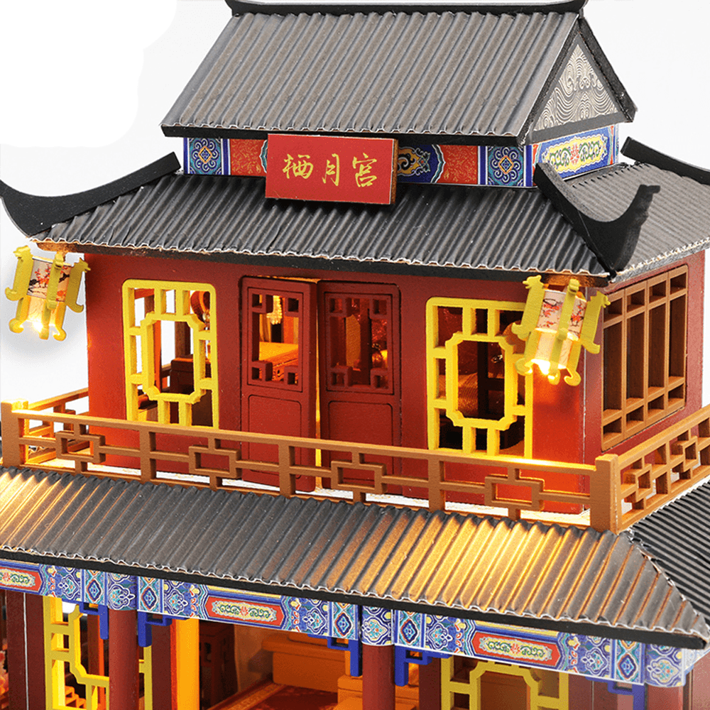 Hongda M909Z DIY Cabin Sansheng III Handmontiertes Puppenhaus-Modellspielzeug