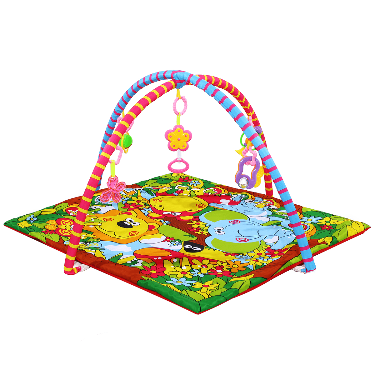 Baby Music Crawling Carpet Blanket Pad Fitness Gym Square Animal Mat Hanging Toy