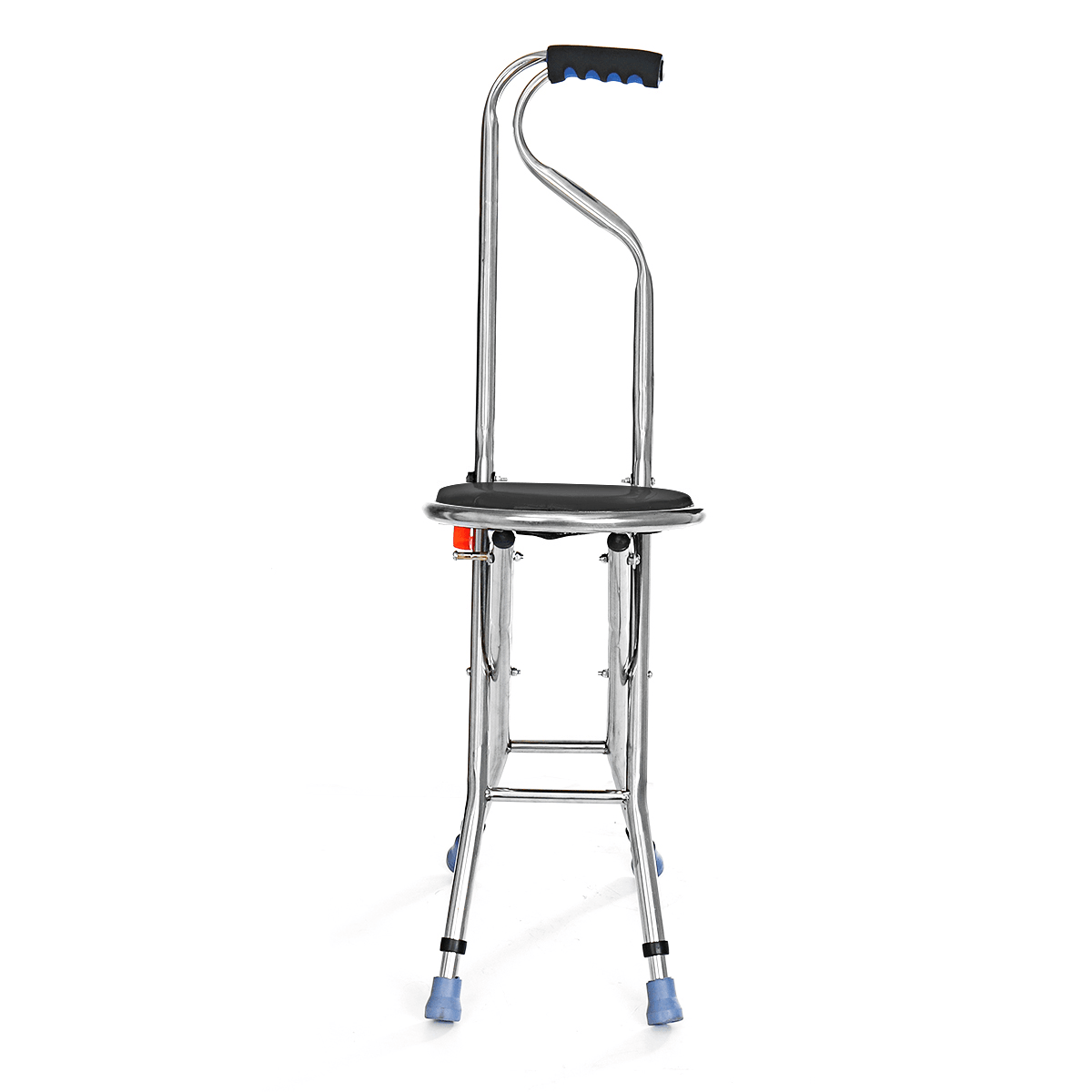 Adjustable Height Folding Stainless Steel Cane Chair Seat Portable Walking Stick