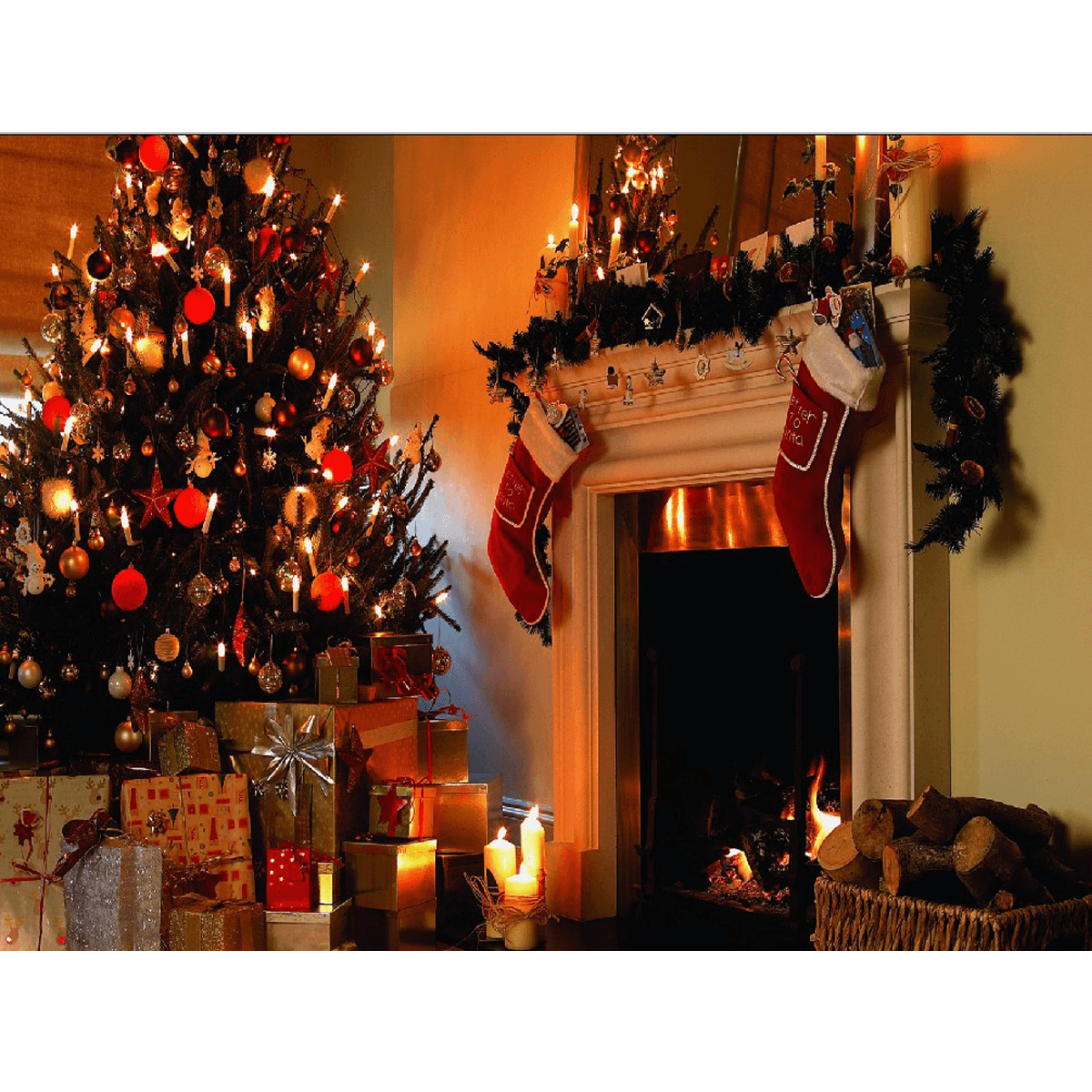 1.5*2M Fireplace Christmas Photography Background Cloth Backdrops Decoration Toys