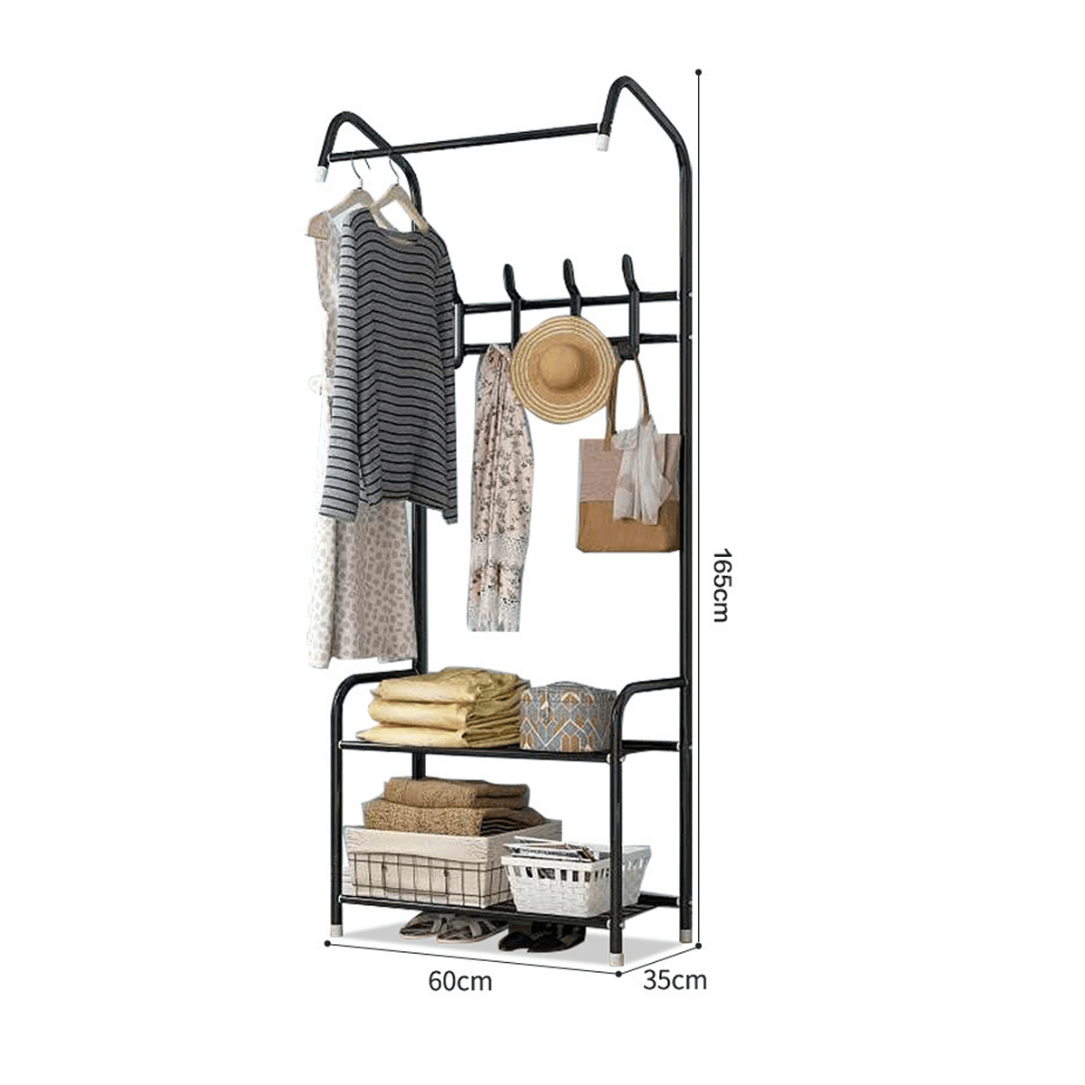 165 cm Kleidung Tuch Mantel Rack Kleiderbügel Tragbare Schuh Rack Regal Halterung Hut Haken Organizer für Home Office Studieren Schlafzimmer