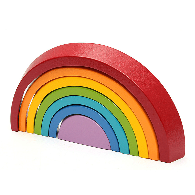 7 Colors Wooden Stacking Rainbow Shape Children Kids Educational Play Toy Set