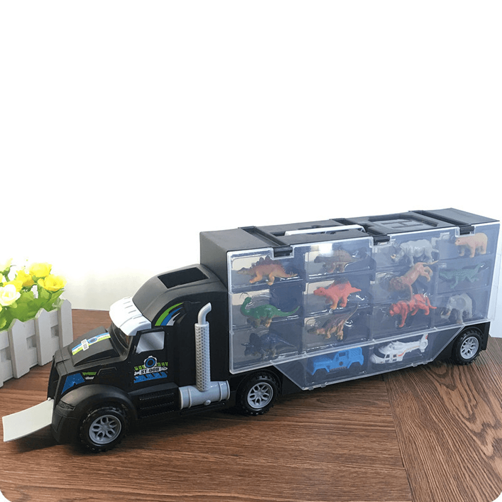 15 Pcs Simulation Tractor Interesting Animal Dinosaur Transporter Car Door Openable Diecast Model Toy for Kids Gift