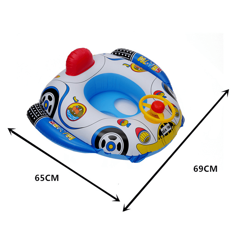 69*65Cm Cartoon Children'S Swimming Ring Environmentally Friendly Pvc Thickened Inflatable Swimming Ring Steering Wheel Horn Swimming Boat