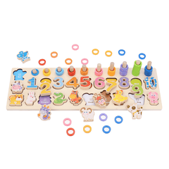 3 in 1 Wooden Numbers＆Fruit Jigsaw Puzzle Math Learning Educational Set Toys