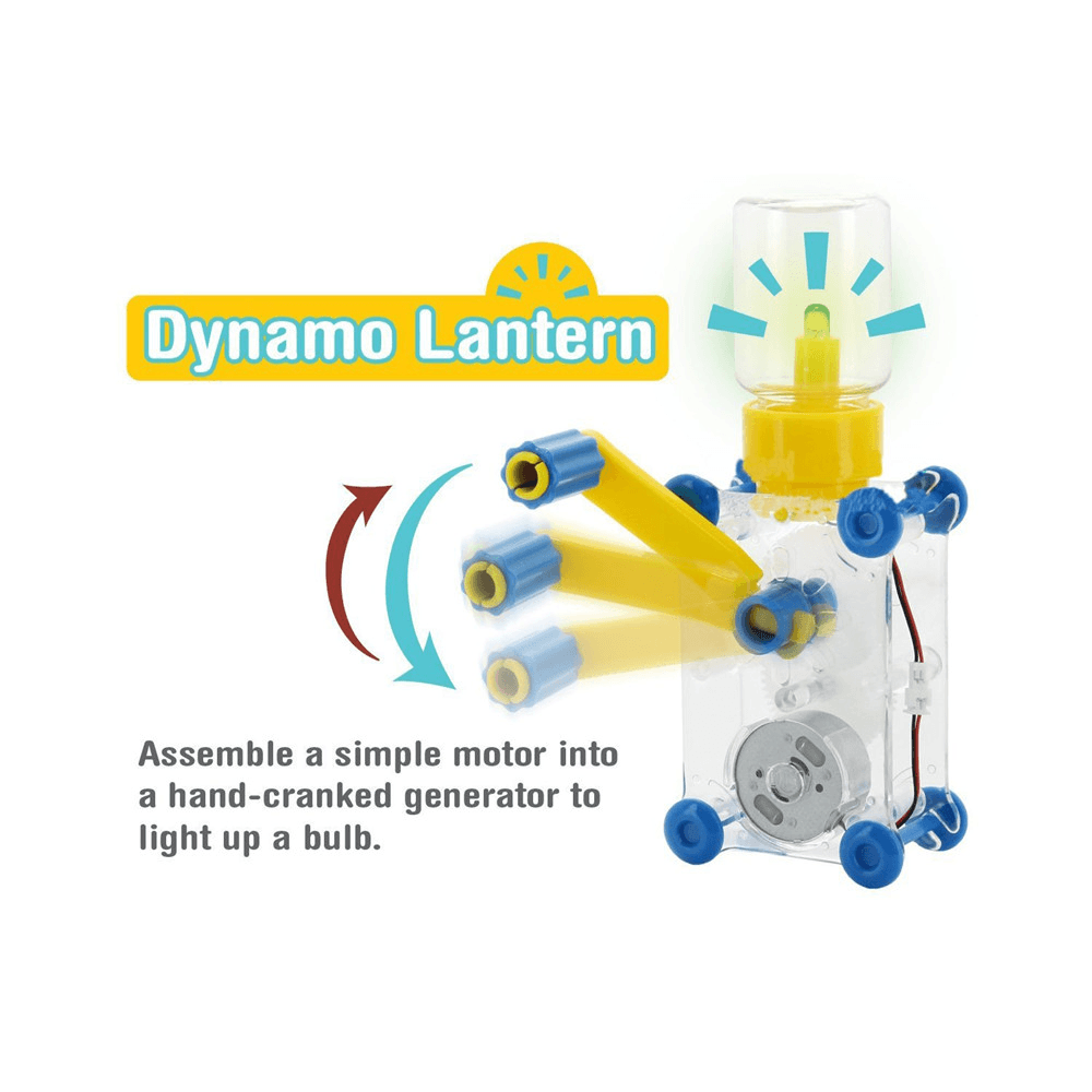 ODEV Dynamo Lantern Educational STEM Building Toy Manual Crank Generator Cranked Power Hand Dynamo