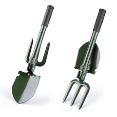 Stainless Steel Folding Camping Shovel Rake Spade with Bottle Opener Compass for Outdoor Camping Survival