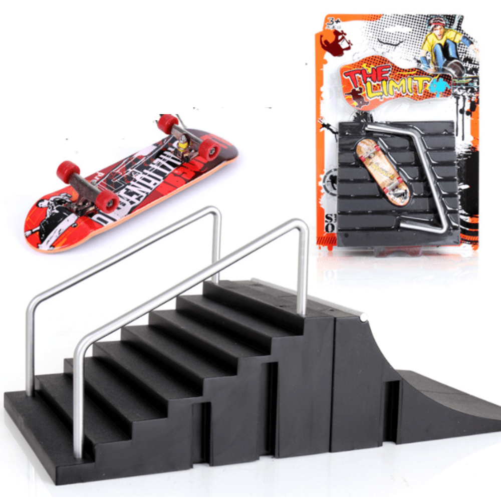 Black Finger Skateboard Scene Combination Set Alloy Bracket with Scooter Basic Version Decorations