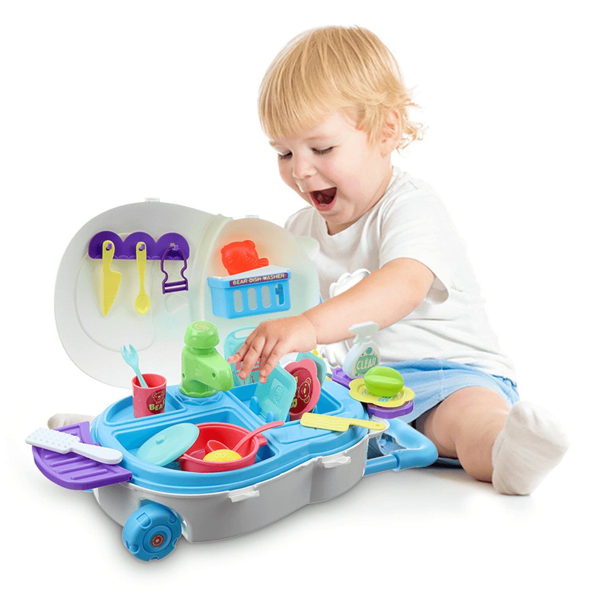 Kids Kitchen Dishwasher Playing Sink Dishes Toys Play Pretend Play Toy Set