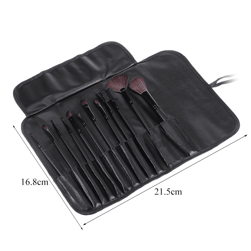 12Pcs Makeup Brush Set Cosmetics Makeup Brush Kit with Leather Case Foundation Eyeliner Blending Concealer Mascara Eyeshadow Face Powder