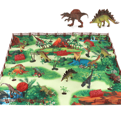 28/33/34/63/65Pcs Modello di dinosauri pressofusi multi-stile Play Set Giocattolo educativo con tappetino da gioco per bambini Regalo di festa di compleanno di Natale