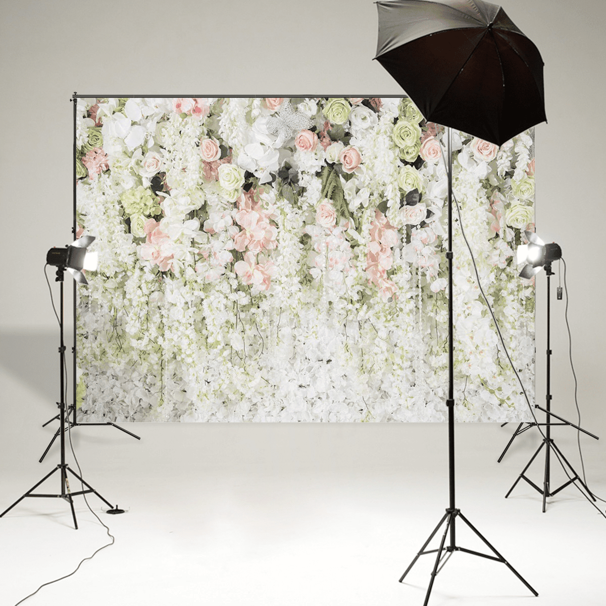 0.9X1.5M 1.5X2.1M 1.8X2.7M White Flowers Sea Photography Studio Wall Backdrop Photo Background Cloth for Birthday Wedding Party