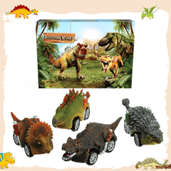 Pickwoo Dinosaurier-Spielzeug, Autos, Trägheitsfahrzeuge, Kleinkinder, Kinder, Dinosaurier-Partyspiele mit T-Rex, Dino-Spielzeug, Spielset, Geburtstagsgeschenke