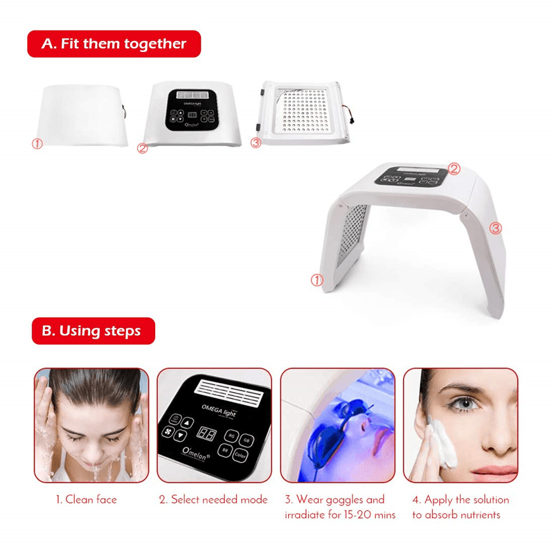 7 Color PDT LED Light Therapy Skin Rejuvenation Anti-Aging Facial Beauty Machine