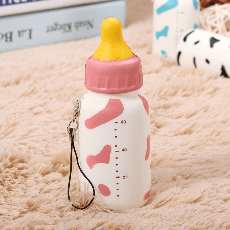 Squishy Milk Nursing Bottle Toy Cute Kawaii Phone Bag Strap Pendant 10X4Cm