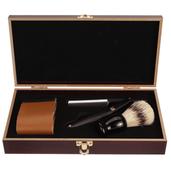 Barber Shaving Kit Set Straight Razor Shaving Brush Strop Wooden Box