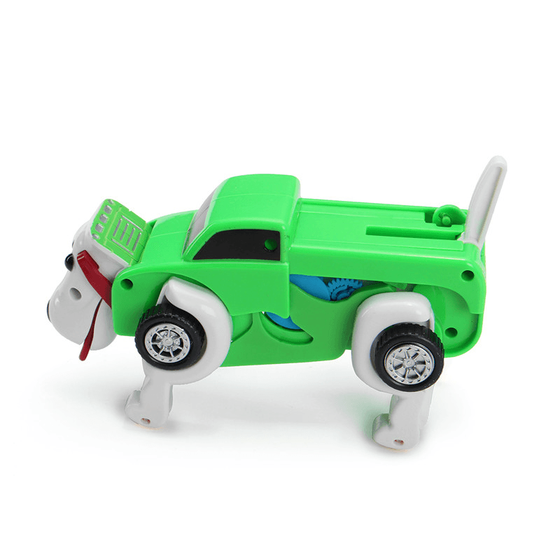 Automatic Transformation Dog Car Vehicle Clockwork Winding up for Kids Christmas Deformation Gift