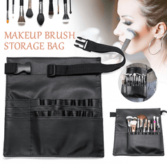 Black PU Makeup Brush Bag Unilateral Makeup Artist Storage Cosmetic Bag