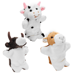 27CM Stuffed Animal Cow Hand Puppet Classic Children Figure Puppet Toys Plush