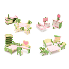 Wooden Furniture Set Doll House Miniature Room Accessories Kids Pretend Play Toy Gift Decor