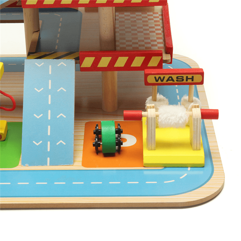 Assembling Simulation Large Stereo Three Layer Wooden Car Parking Lot Track Set for Kids Toys Gift