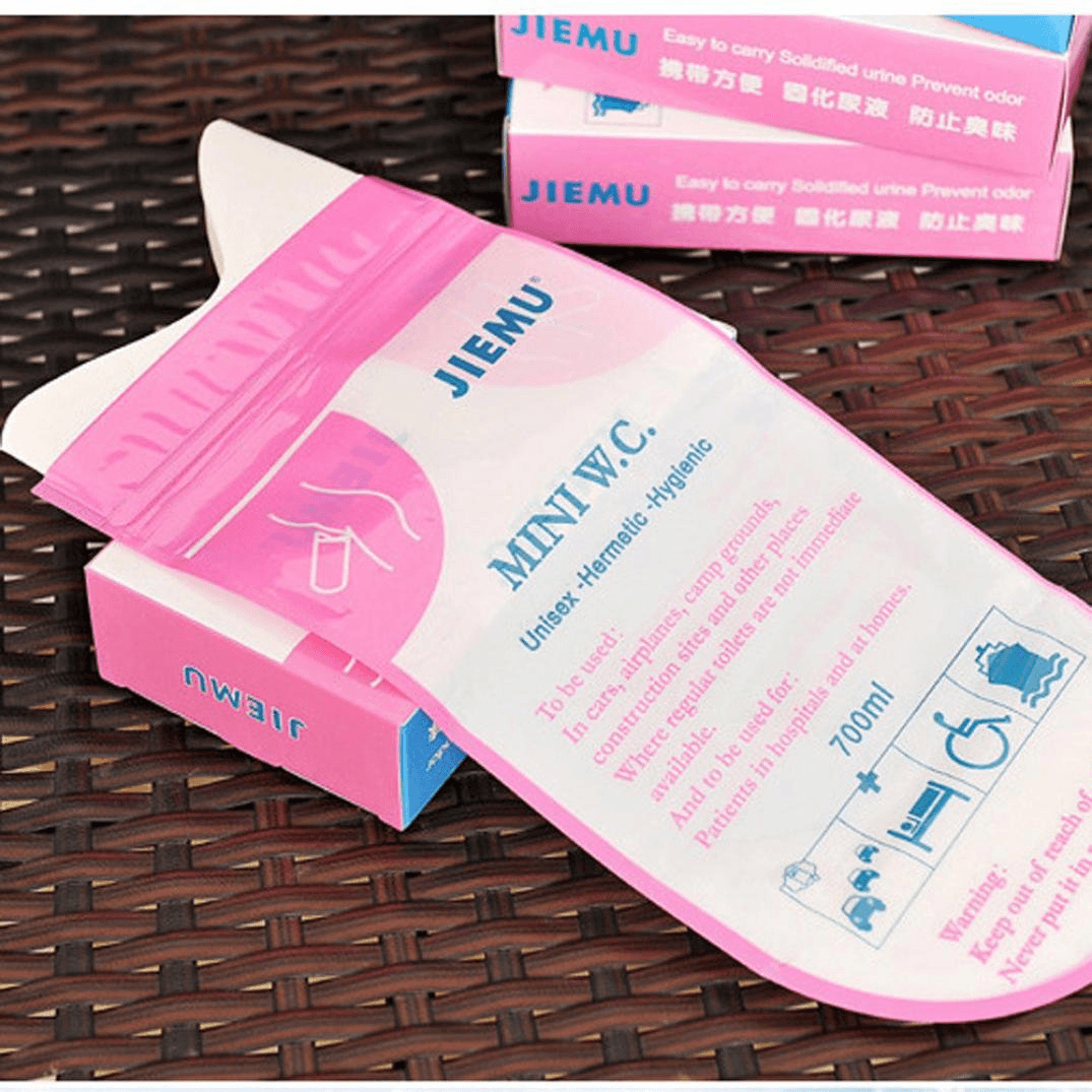 4Pcs Pink Disposable 700CC Portable Urine Storage Bag Emergency Toilet Outdoor Travel for Unisex