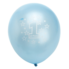 10 Stück pro Set, blaue, bedruckte, aufblasbare, perlmuttfarbene Luftballons zum 1. Geburtstag eines Jungen, Weihnachtsdekoration