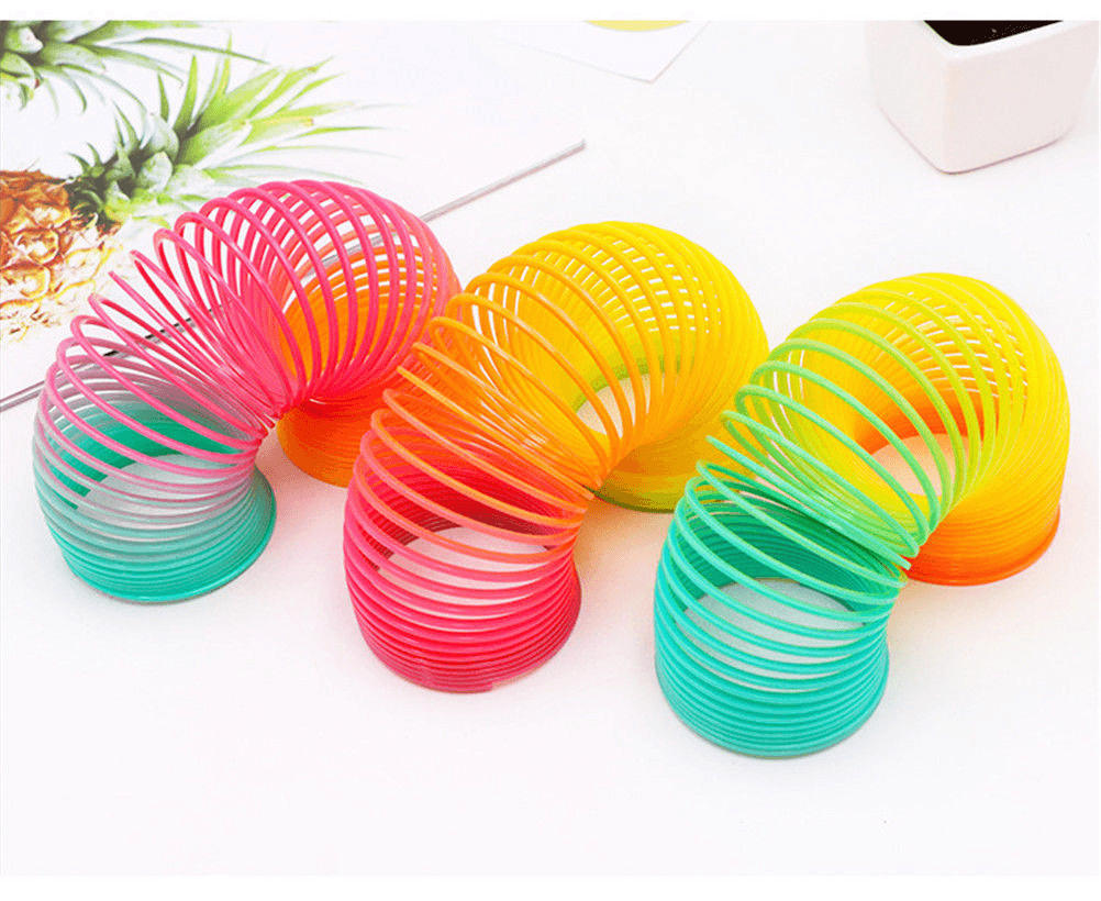 Plastic Rainbow Circle Folding Coil Colorful Spring Children Funny Classic Toy Development Toys Gift