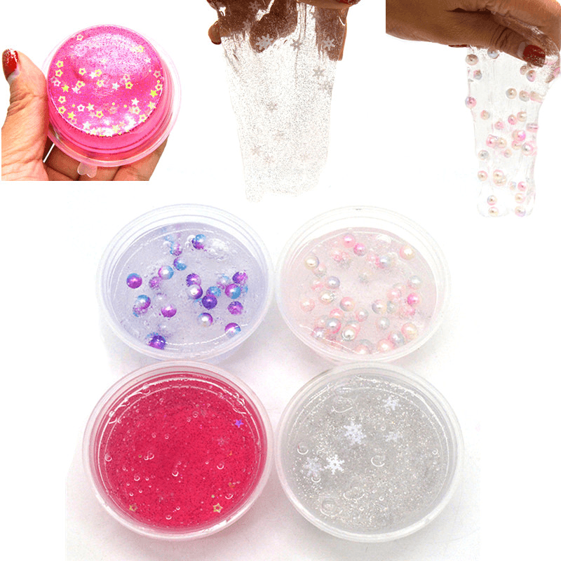 4PCS Kiibru Slime Pearl Star Glitter Simulated Crystal Mud Jelly Plasticine Stress Relief Gift Toy