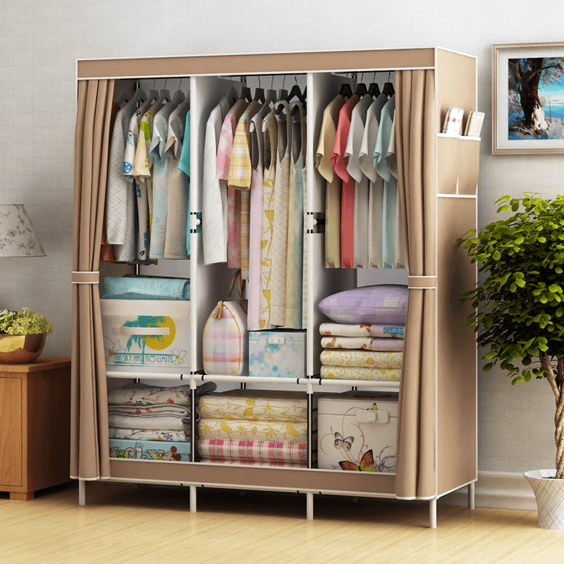 Simple Cloth Wardrobe Fabric Steel Tube Assembly Wardrobe Modern Economic Clothes Storage Bag Wardrobe Dormitory Storage Cabinet