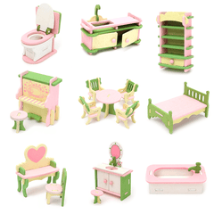 Wooden Furniture Set Doll House Miniature Room Accessories Kids Pretend Play Toy Gift Decor