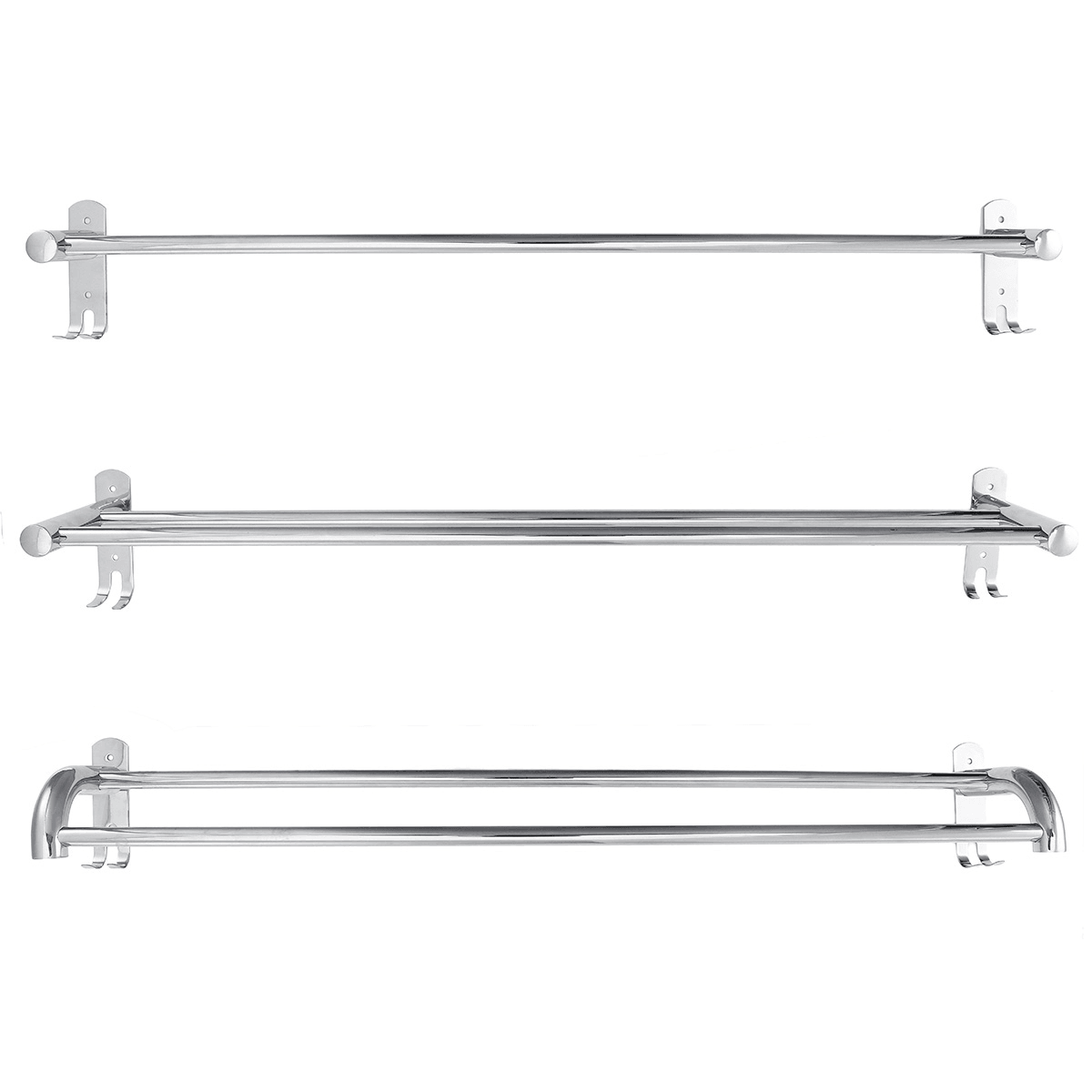 80Cm Stainless Steel Single Double Shelf Wall Mounted Bath Towel Rail Rack for Bathroom Storage Shelf Towel Racks