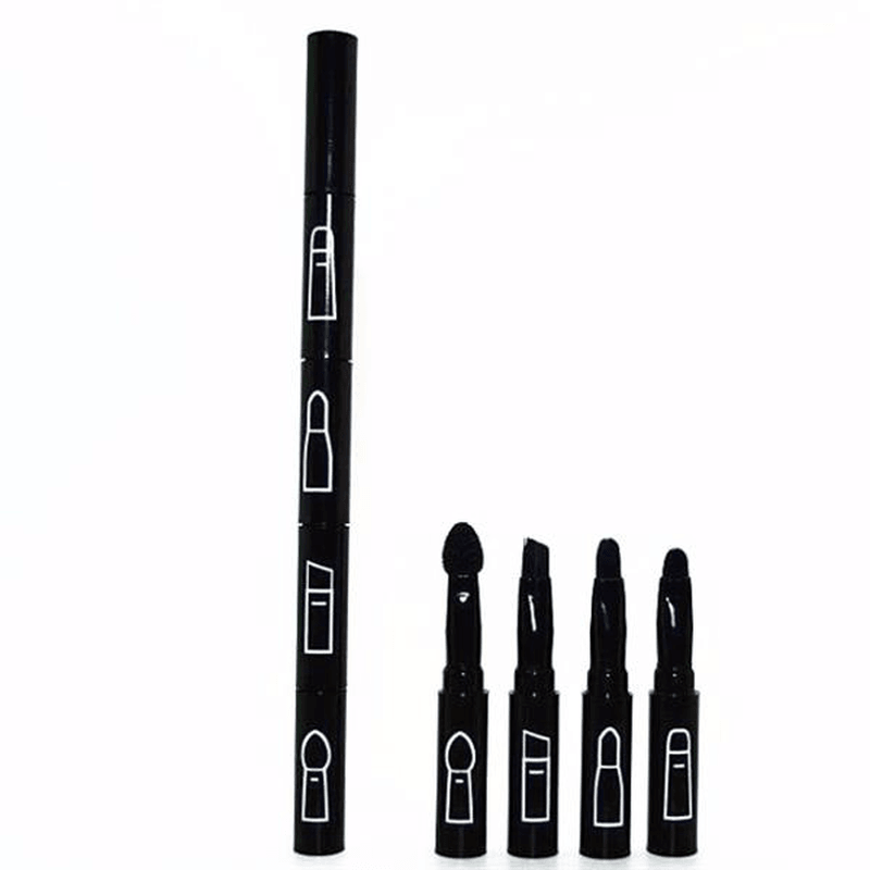 4 in 1 Black Eye Makeup Brushes Kit Eyebrow Lip Shaving Sponge Eyeshadow Brush Cosmetic Tool